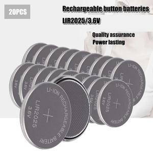 20PCS Rechargeable Battery LIR2025 3.6V Lithium Button Built-in Coin Cell Batteries Watch Cells LIR 2025 Replaces CR2025