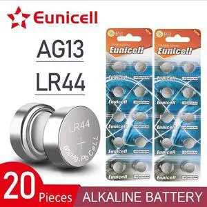 EUNICELL 20pcs 2020  155mAh 1.5V AG13 LR44 Watch Clock Toys Button Batteries Pilas GP76 L1154 LR1154 SR1154 SR44 SR44SW SR44W