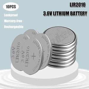 10PCS Li-ion Rechargeable Battery LIR2016 3.6V Lithium Button Built-in Coin Cell Batteries Watch Cells LIR 2016 Replaces CR2016