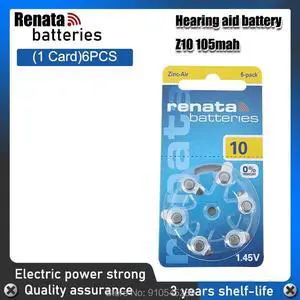 1pack(6PCS) RENATA ZA10 PR70 A10 1.45V Advanced Hearing Aid Batteries CIC Ear Care Button Cell Battery