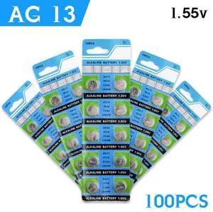 100Pcs/10card Ag13 Coin Cell battery 357 SR1154 1.55V SR44 A76 LR44 H Size 11.6*5mm Button Battery For /MP3 Players /Cameras