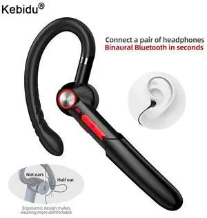 kebidu Single Business Ear-hook Bluetooth Headset 5.0 Support Button+Touch Control Earphone Noise Reduction Stereo Earpiece