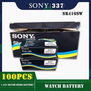 100PCS/lot For SONY 337 SR416SW 1.55V Silver Oxide Button Cell Battery LR416 337A AG6 for Watch Single grain packing