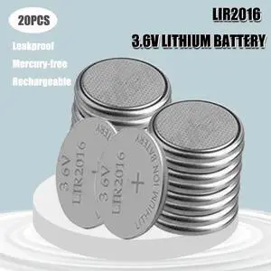 ! 20pcs/lot LIR2016 3.6V Li-on Rechargeable Button Coin Cell Battery Can Replace CR2016 for watches