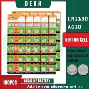 DEAH 100PCS AG10 LR1130 1.55V Alkaline Cell Coin Battery AG 10 SR54 189 389 SR1130 L1131 G10A Button Batteries For Watches Toys
