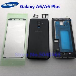 Back Battery Cover With Button For Samsung Galaxy A6 Plus 2018 A605 A600 A600F A605 A605 Rear Door Full Housing A6 Sticker