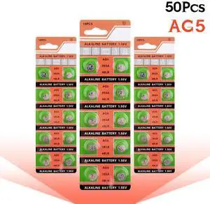 50PCS Alkaline Battery Button Coin Cell AG5 LR754 393 SR754 193 546 RW28 48 Hearing Aid Earphone Watch Batteries