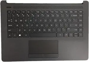 Replacement for HP 14-cm 14T-cm 14Z-cm 14-CK 14-ck 14-cm14-dg 14q-cs 14q-cy 14-ck0018TX 14-ck0018la Laptop Upper Case Palmrest Keyboard Touchpad AssemblyL23239-001 6070B1306301 Top Cover Black