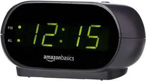 Amazon Basics Small Digital Oval Alarm Clock with LED Display, Nightlight, Snooze Function & Battery Backup, Black, 4.5 x 3.5 x 2.4 Inches Amazon Basics Small Digital Oval Alarm Clock with LED Display, Nightlight, Snooze Function & Battery Backup, Black, 4.5 x 3.5 x 2.4 Inches