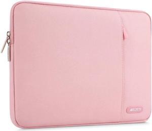 MOSISO Laptop Sleeve Bag Compatible with MacBook Air 2010-2017/Pro Retina 2008-2015 13-13.3 inch/Pro 14 inch A2779 M2 A2442 M1 2023-2021, Polyester Vertical Protective Case with Pocket, Pink