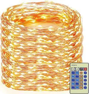 Decute 164FT 500LED Christmas Fairy String Lights Dimmable with Remote Control Copper Wire Starry Lights with UL Cerficated Decorative for Party Wedding Bedroom Christmas Tree Warm White