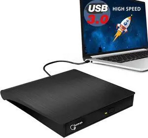 External DVD Drive, USB 3.0 Portable CD/DVD +/-RW Drive/DVD Player for Laptop CD ROM Burner Compatible with Laptop Desktop PC Windows Linux OS Apple Mac Black External DVD Drive, USB 3.0 Portable CD/DVD +/-RW Drive/DVD Player for Laptop CD ROM Burner Compatible with Laptop Desktop PC Windows Linux OS Apple Mac Black