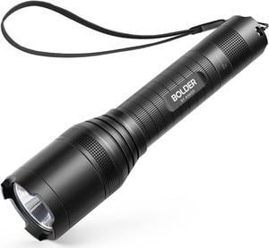 Rechargeable Bolder LC90 LED Flashlight Pocket-Sized Torch with Super Bright 900 Lumens CREE LED IPX5 Water-Resistant Zoomable 5 Light Modes