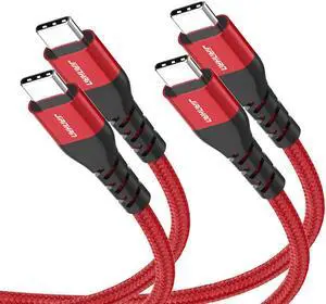 USB C to USB C Cable,J 2 Pack [6.6ft+6.6ft] Fast Charging PD 60W USB C Charger Nylon Braided Type C to Type C Cable for iPad Pro Samsung S21 S20+ S20 Ultra S10 Note 20 10 Plus MacBook Pro Goog