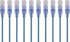 Monoprice 10-Pack SlimRun Cat6A Ethernet Network Patch Cable 10G 6-inch Blue