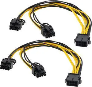 zdyCGTime 2 Pack 8Pin PCI-E PCI Express Graphics Video Card 8 Pin GPU VGA Female to Dual 8Pin (6+2) Pin PCI-E Male Y Splitter Power Extension Cable 8 Pin GPU molex for Graphics Card BTC Miner (30CM)