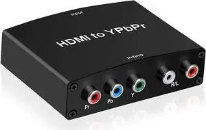 HDMI to Component Converter HDMI to 1080P YPbPr 5RCA RGB + R/L Video Audio Adapter Support  TV PS5 Roku Xbox Fire Stick DVD Players to HDTV and Projector (Black)