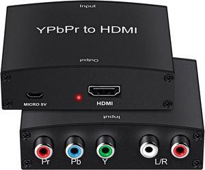 Component to HDMI Adapter YPbPr to HDMI Coverter + R/L Component 5RCA RGB to HDMI Converter Adapter Supports 1080P Video Audio Converter Adapter for DVD PSP to HDTV Monitor