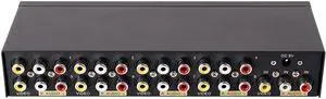 DTECH Powered 8 Way 3 RCA Splitter Box 1 in 8 Out Composite Video Audio Distribution Duplicator with Power Adapter Compatible with TV Projector Receiver Gaming Console Video Capture Card