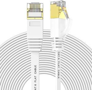 Ercielook Ethernet Cable 100 ft High Speed, Cat 6 Flat Network Cable with Rj45 Connectors, Long LAN Cable with Clips - White 30 M