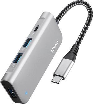 USB C 3.2/3.1 Gen 2 Hub, 4-in-1 USB Type C 10Gbps Multiport Hub Adapter with 4 USB 3.2 Ports (3 USB-A & 1 USB-C), USB-C Docking, for MacBook Pro/Air, iMac, Surface, XPS, and More Type C Devices