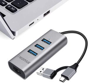 USB C to Ethernet Adapter YICORPS 3 Port USB 3.0 Expander Hub to RJ45 LAN  with Gigabit Ethernet LAN Adapter for MacBook/Windows 10/8.1/Surface