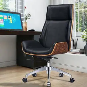 550lb Ergonomic Office Chair, Home Executive Desk Chair, Genuine Leather Task Chair, High Back Computer Chair Adjustable Gaming Chair, Palisander & Black