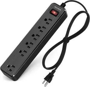 SUPERDANNY Power Strip Surge Protector 6 Outlet Mountable Desktop Charging Station 4.5 Ft Extension Cord 900 Joules