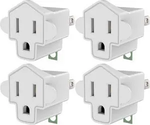 4 Pack ETL Listed 3-2 Prong Grounding Outlet Adapter, Superdanny 3 Prong to 2 Prong Adapter Converter, Portable Fireproof 200 Resistant Heavy Duty Wall Outlet Plug for Household Appliances Industrial