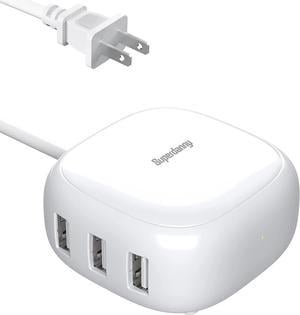 Superdanny Phone Charger 6 Standard USB Port Charging Station for Multiple Devices with 4 ft Cable White