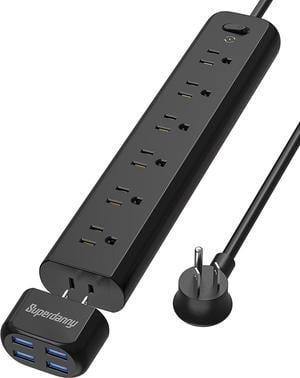 SUPERDANNY Surge Protector Power Strip Outlet Extender with 4 Detachable USB Ports Portable Charging Station Mountable for iPhone Charger
