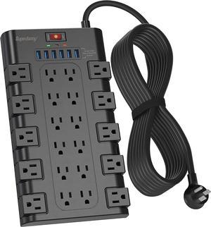 SUPERDANNY 15Ft Long Extension Cord Power Strip Surge Protector with 6 USB Charging Ports and 22 AC Outlets Power Outlet