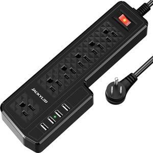 10ft Long Extension Cord Power Strip USB Surge Protector Charging Station Mountable