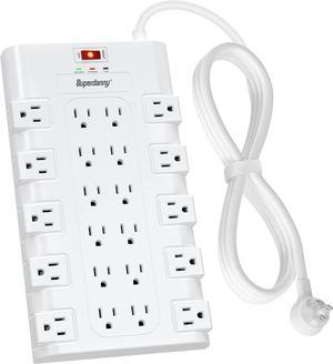 SUPERDANNY Power Strip Surge Protector, 22 AC Multiple Outlets, 1875W/15A, 2100 Joules, 6.5Ft Flat Plug Heavy Duty Extension Cord for Home, Office, Dorm, Gaming Room, White
