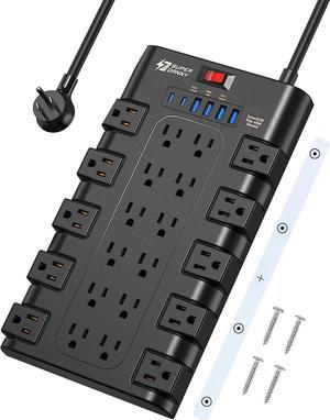SUPERDANNY 2 USB-C Ports Fast Charging Station Power Strip Surge Protector 22 Outlets 2100J Iphone Charger