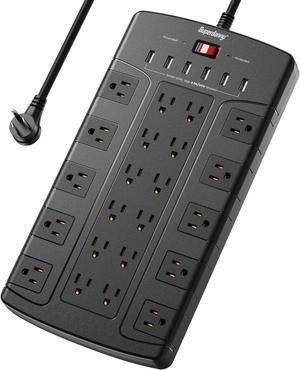 SUPERDANNY Surge Protector Power Strip with 22 AC Outlets & 6 USB 1050J 6.5Ft Extension Cord