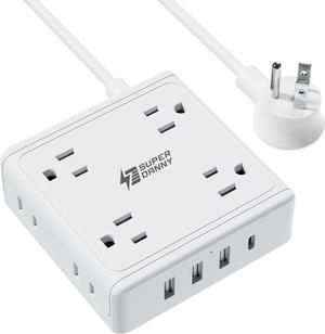 SUPERDANNY Power Strip with USB, Mountable Charging Station AC Outlets & 3 USB A & 1 USB C 5 ft Extension Cord
