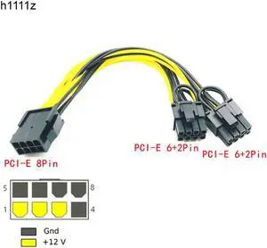 PCI-E 8-pin To 8 Dual 6+2 Pin ( 6-pin / 8-pin ) Power Splitter Cable Graphic Card PCIE PCI Express 8Pin To Dual 8Pin Power Cable