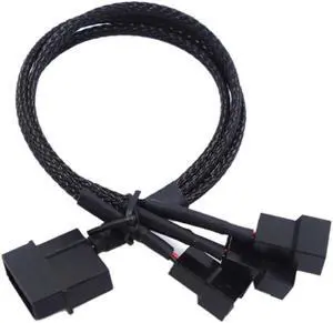 27cm Molex To 3 Way 3Pin/4Pin Fan Adapter for Computer Case Fan / CPU Fan / Mining Cooling Fans black