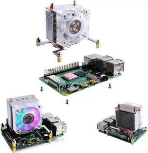 RGB LED ICE-Tower CPU Cooling Fan Cooler For Pi Super Cooling Fan Module, Support 4B, 3B And 3B + Versions