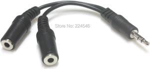 3.5mm Stereo Audio Y Splitter 2 Female to 1 Dual Male Cable Adapter For Earphone