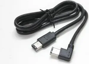 Elbow to straight 1394 cable 6-Pin to 6-Pin Firewire Cable 400-400 Firewire Double Shielded