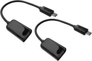 2pcs USB 2.0 A Female to Micro 5 Pin B Male Adapter Cable / Male Micro USB to Female USB Host Mode OTG Cable for Samusung S7 S6
