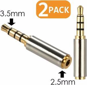 2PACK Gold Plated 3.5mm Male to 2.5mm Female Headphone Audio Adapter Jack Stereo or Mono for  iPhone 3GS 4S 5 Samsung Galaxy S3