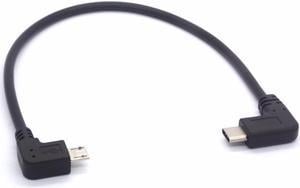 Type C to Micro USB Cable, 90 Degree Micro 5 Pin Male to USB C Male Extension