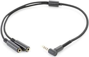 3.5mm Audio Stereo Y Splitter Cable 90 Degree Right Angle 3.5mm Male to 2 Female Jack Headphone Splitter Adapter SinLoon for Tab