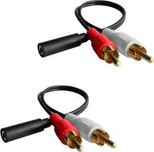 NUOLIANXIN Y Connector Audio Cable 3.5mm Audio Female to 2 RCA Male Stereo Cable (2 Pack)