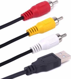 1.5m USB Male to 3 RCA Male Jack Splitter Audio Video AV Composite Adapter Cord Cable