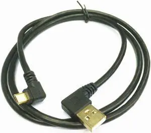 NUOLIANXIN Gold Plated USB 2.0 A Left Angle to Micro B Left  Angled Cable Data Sync and Charge Cable (Black,1M/3F) (1M)