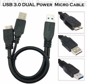 50CM USB 3.0 Dual Power Y Shape 2 X Type a to Micro B high speed upto 5 Gbps data transfer cable for External Hard Drives